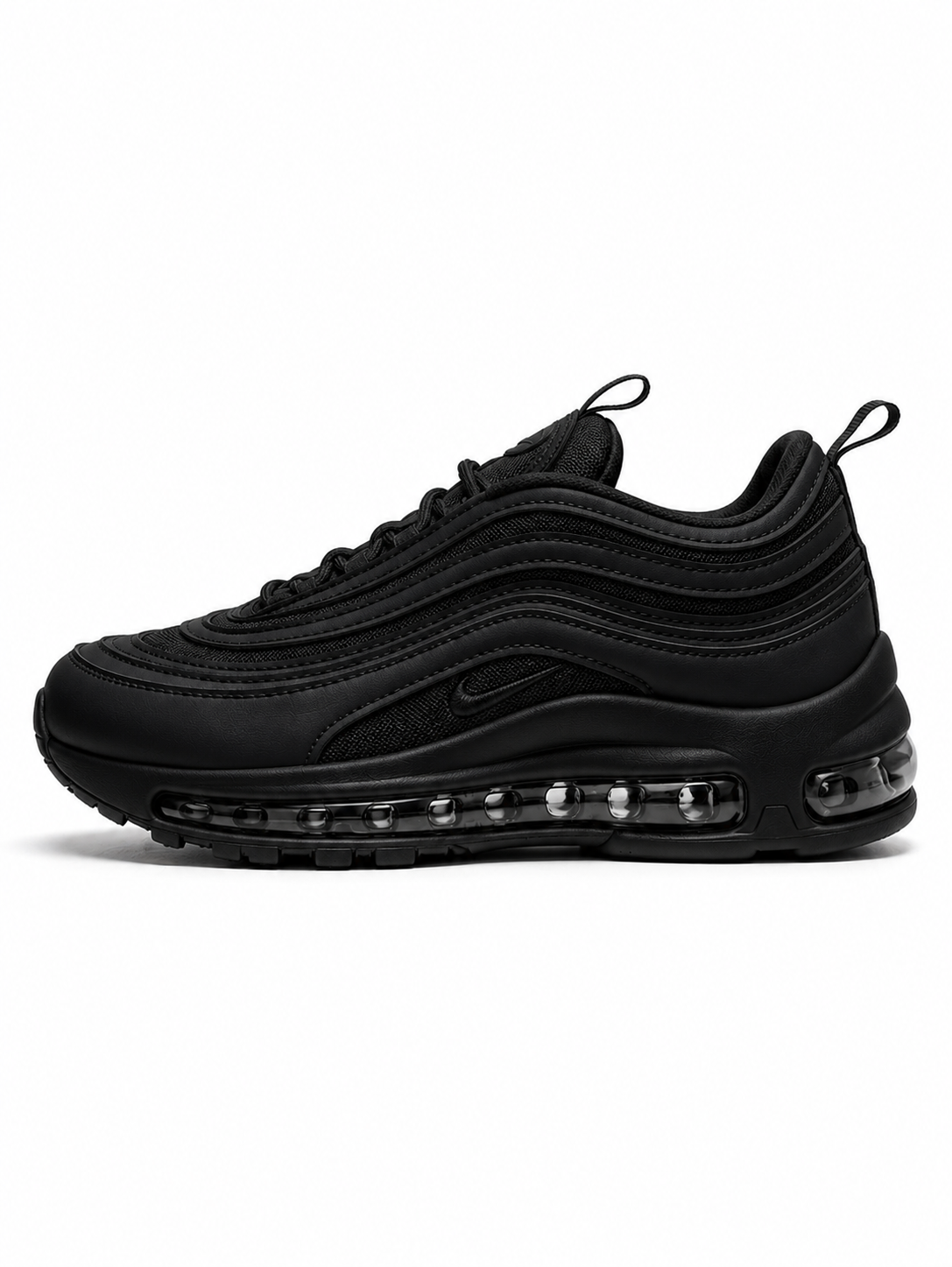حذاء رياضي أسود تصميم مموج - سول سميك مريح | Women's Black Wavy Design Sneakers - Thick Sole