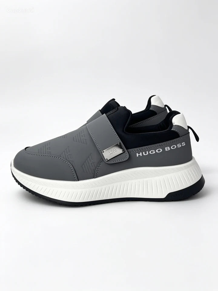Men's Grey & Black Slip-On Sneakers - Thick Sole