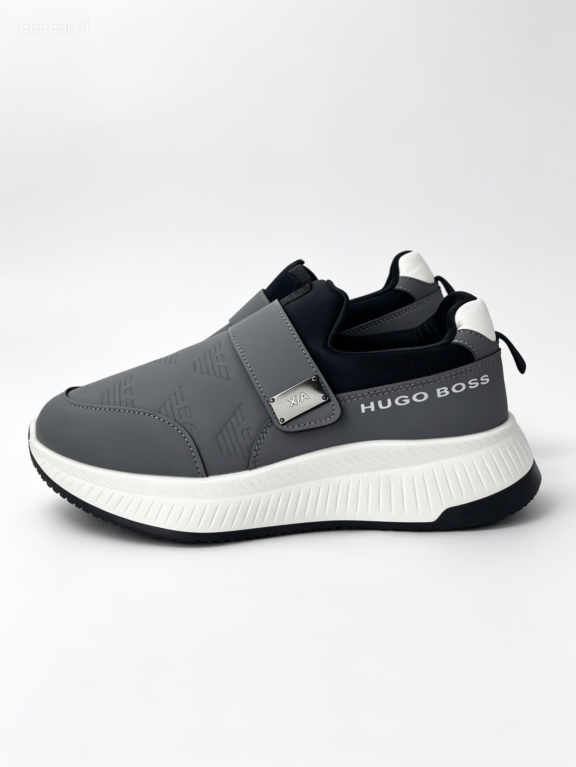 Men's Grey & Black Slip-On Sneakers - Thick Sole