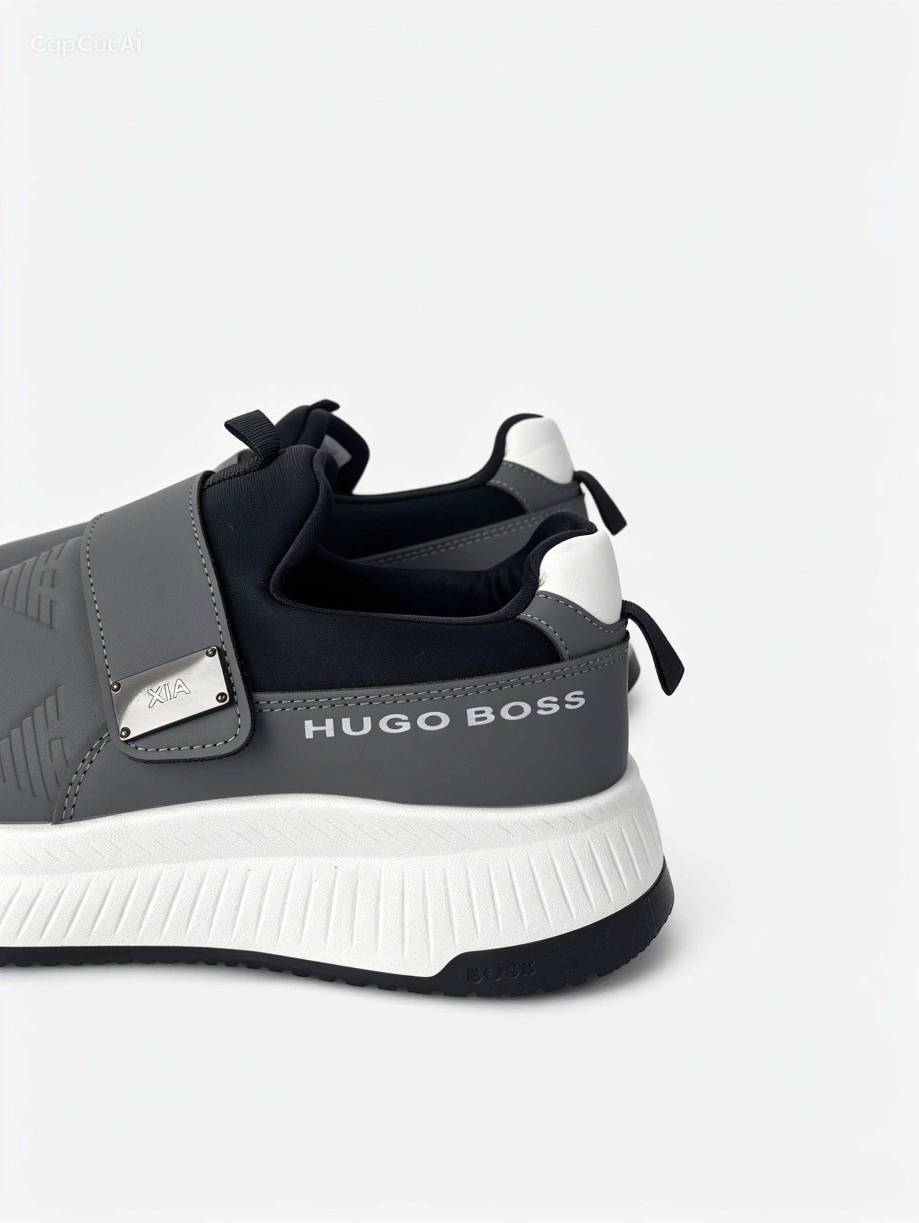 Men's Grey & Black Slip-On Sneakers - Thick Sole