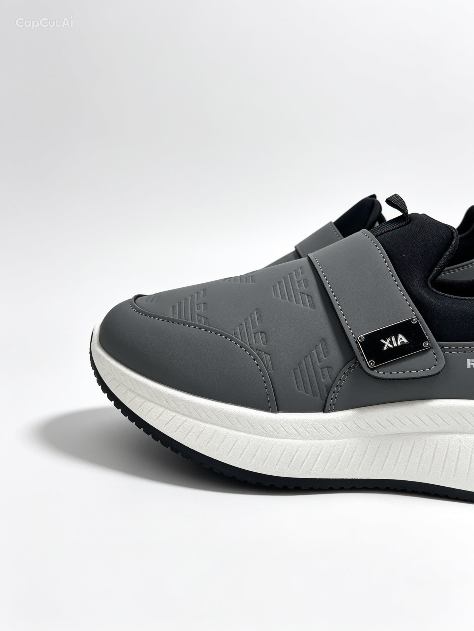 Men's Grey & Black Slip-On Sneakers - Thick Sole