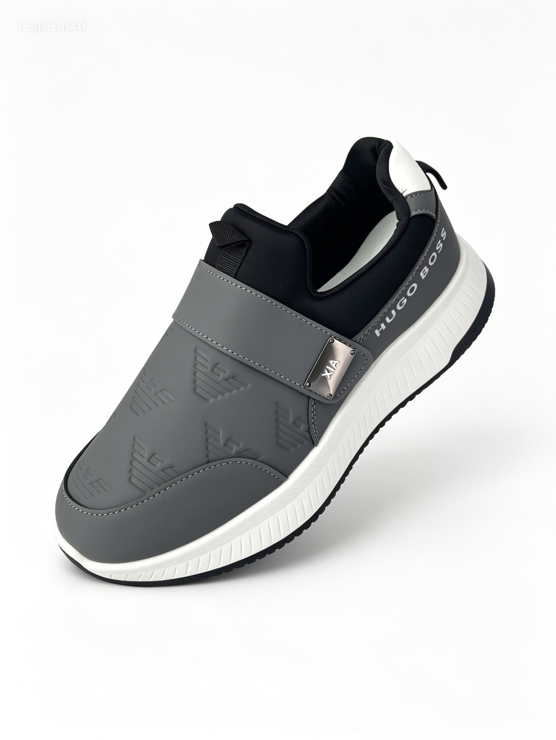 Men's Grey & Black Slip-On Sneakers - Thick Sole