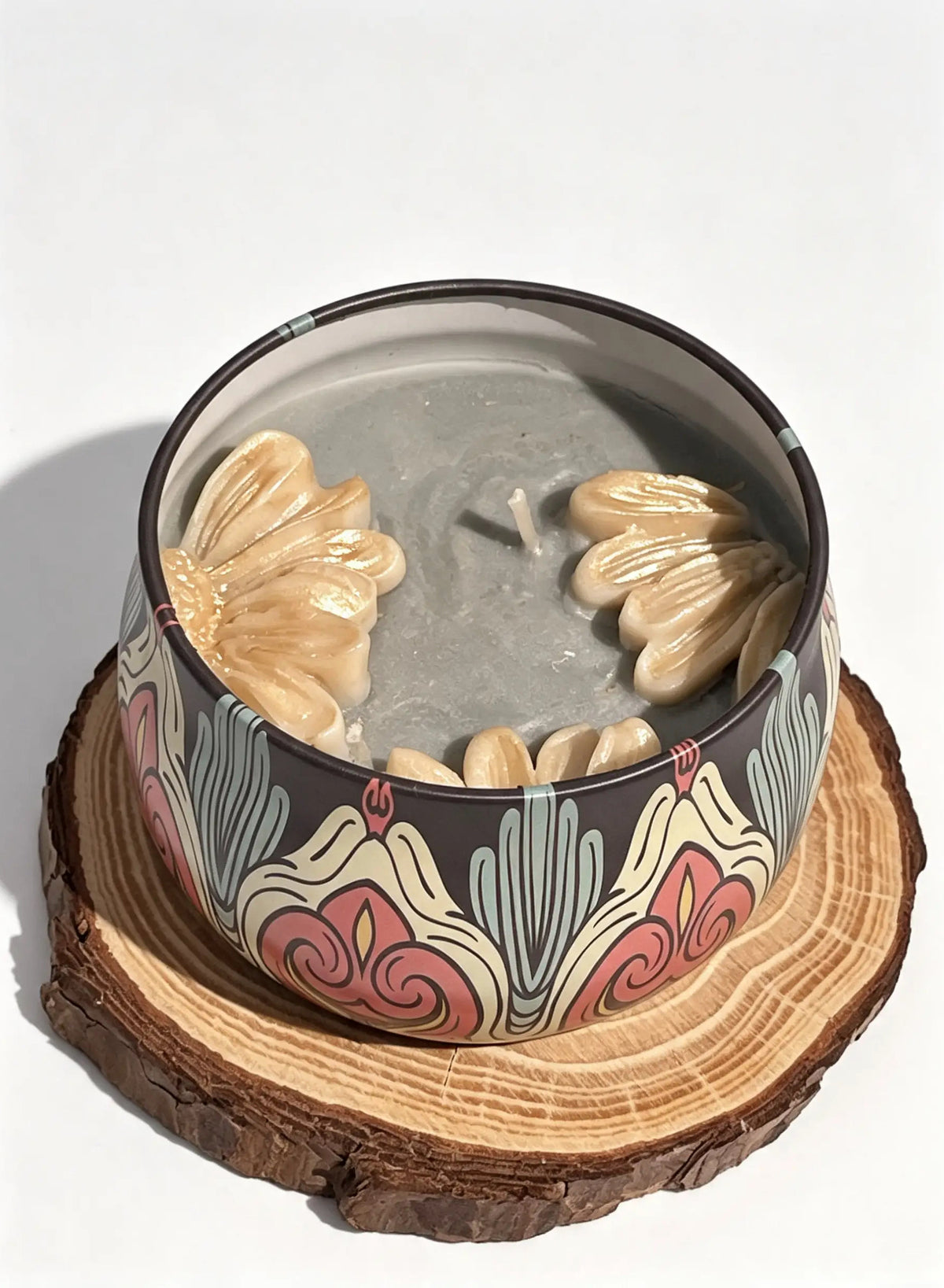 Mandela Candle شمعة معطرة بعلبة معدنية موزاييك بوهيمي – تصميم يدوي مزين بقلوب وترتر