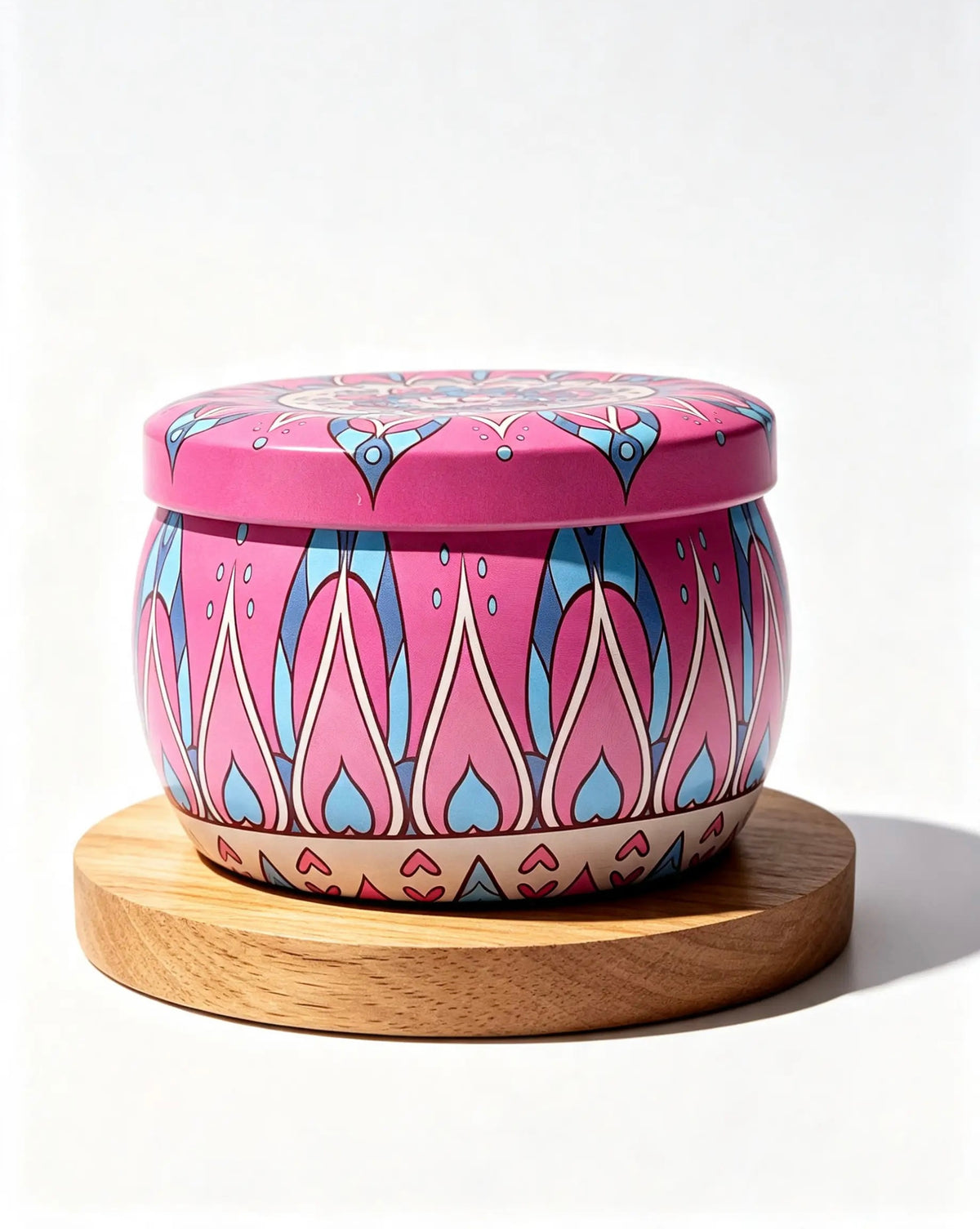 Mandela Candle شمعة معطرة بعلبة معدنية موزاييك بوهيمي – تصميم يدوي مزين بقلوب وترتر