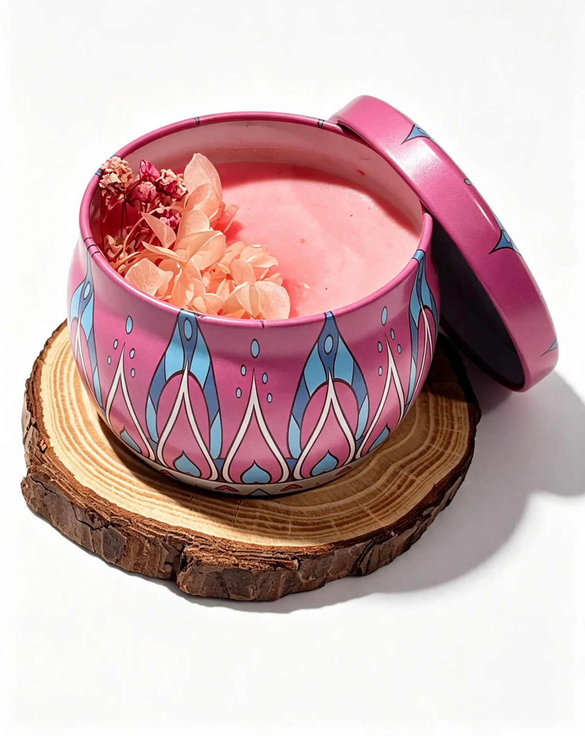 Mandela Candle شمعة معطرة بعلبة معدنية موزاييك بوهيمي – تصميم يدوي مزين بقلوب وترتر