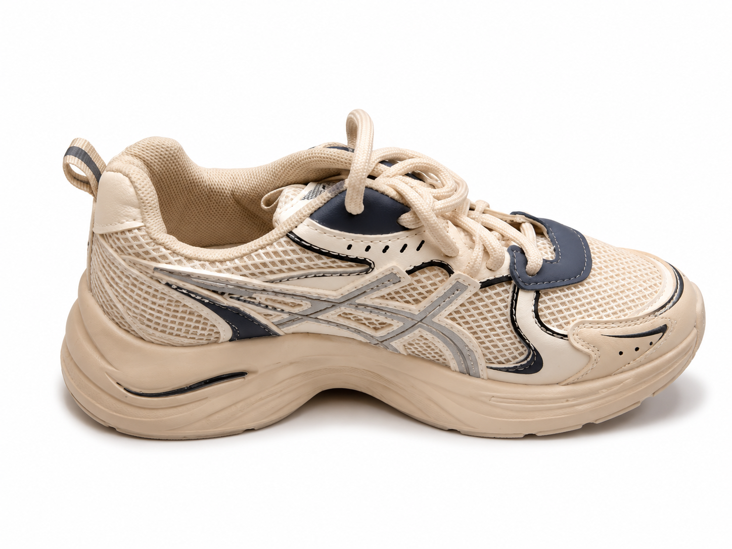 Men's Beige & Black Deconstructed Style Sneakers | حذاء كاجوال بيج وأسود ستايل ديكونستركتد