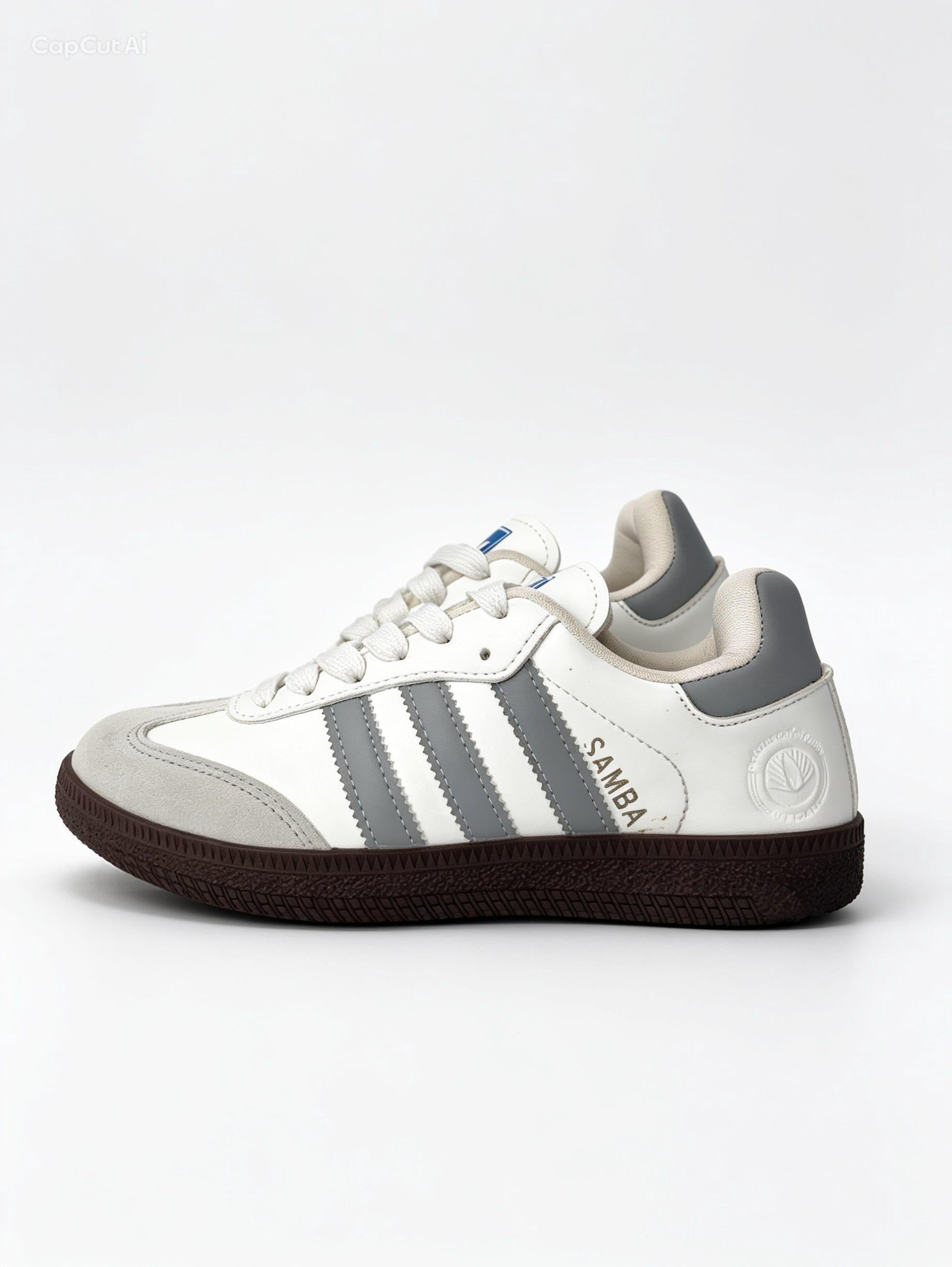 حذاء رياضي أسود ورمادي بتفاصيل بيضاء | Men's Black & Grey Sneakers - White Accents