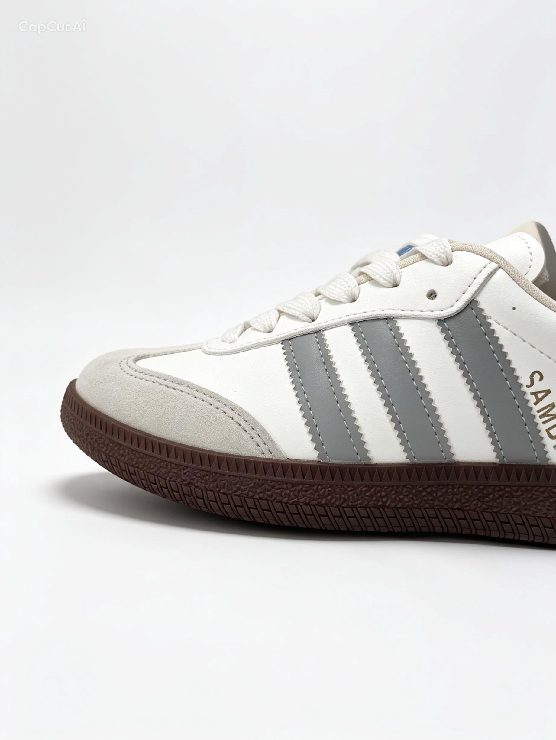 حذاء رياضي أسود ورمادي بتفاصيل بيضاء | Men's Black & Grey Sneakers - White Accents