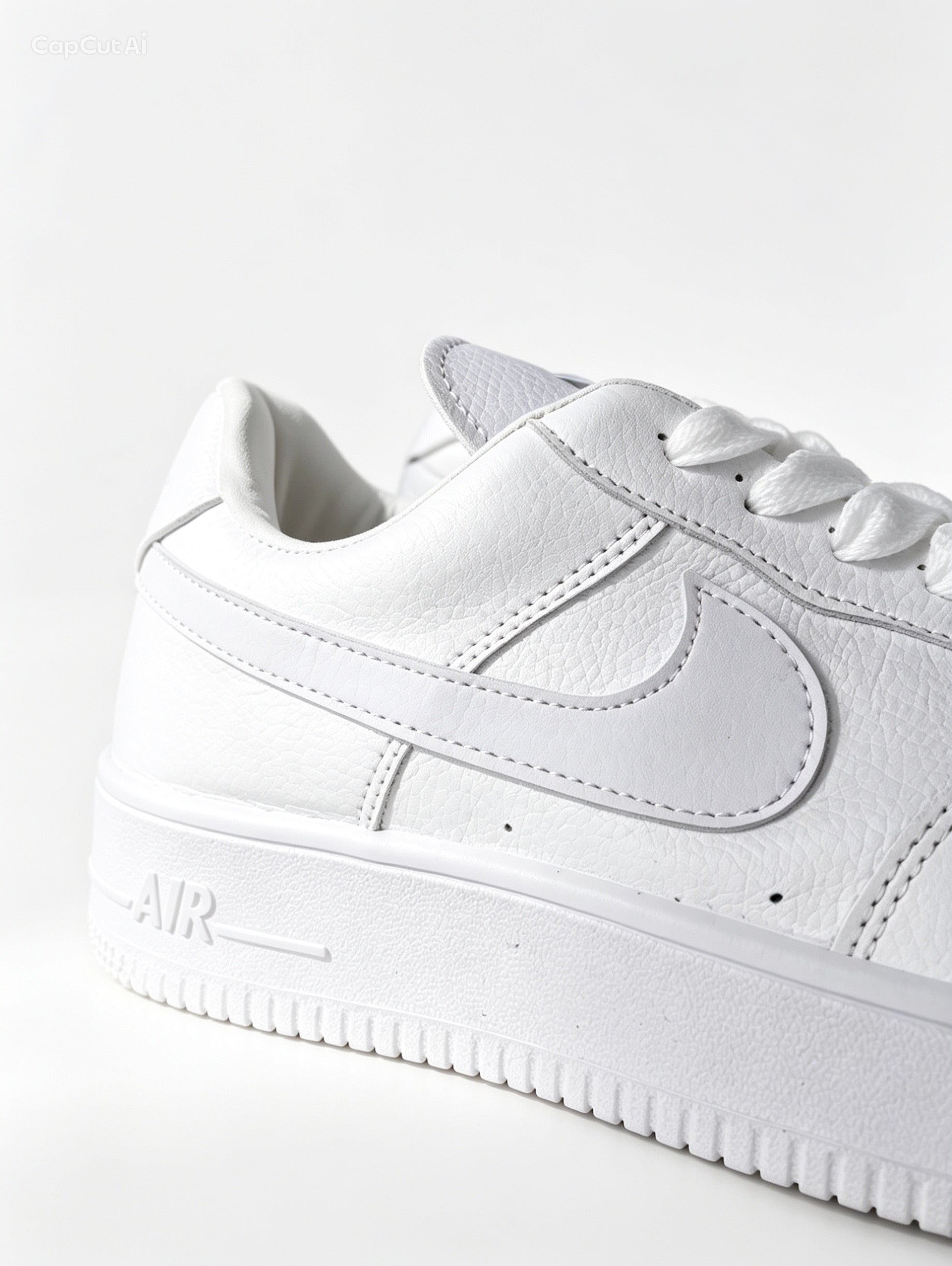 حذاء رياضي أبيض كلاسيك سول سميك - جلد ناعم | Men's White Classic Sneakers - Thick Sole