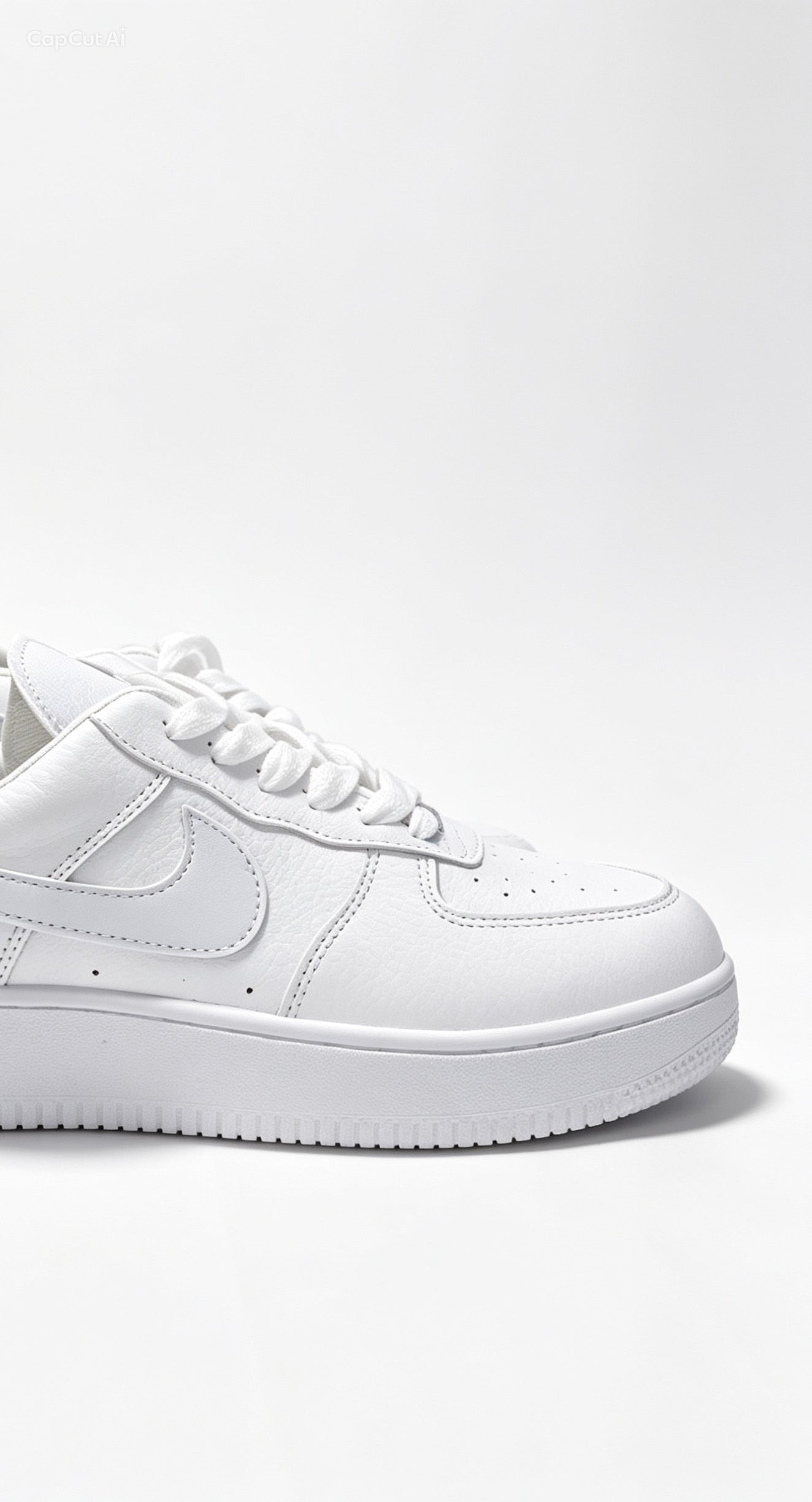 حذاء رياضي أبيض كلاسيك سول سميك - جلد ناعم | Men's White Classic Sneakers - Thick Sole