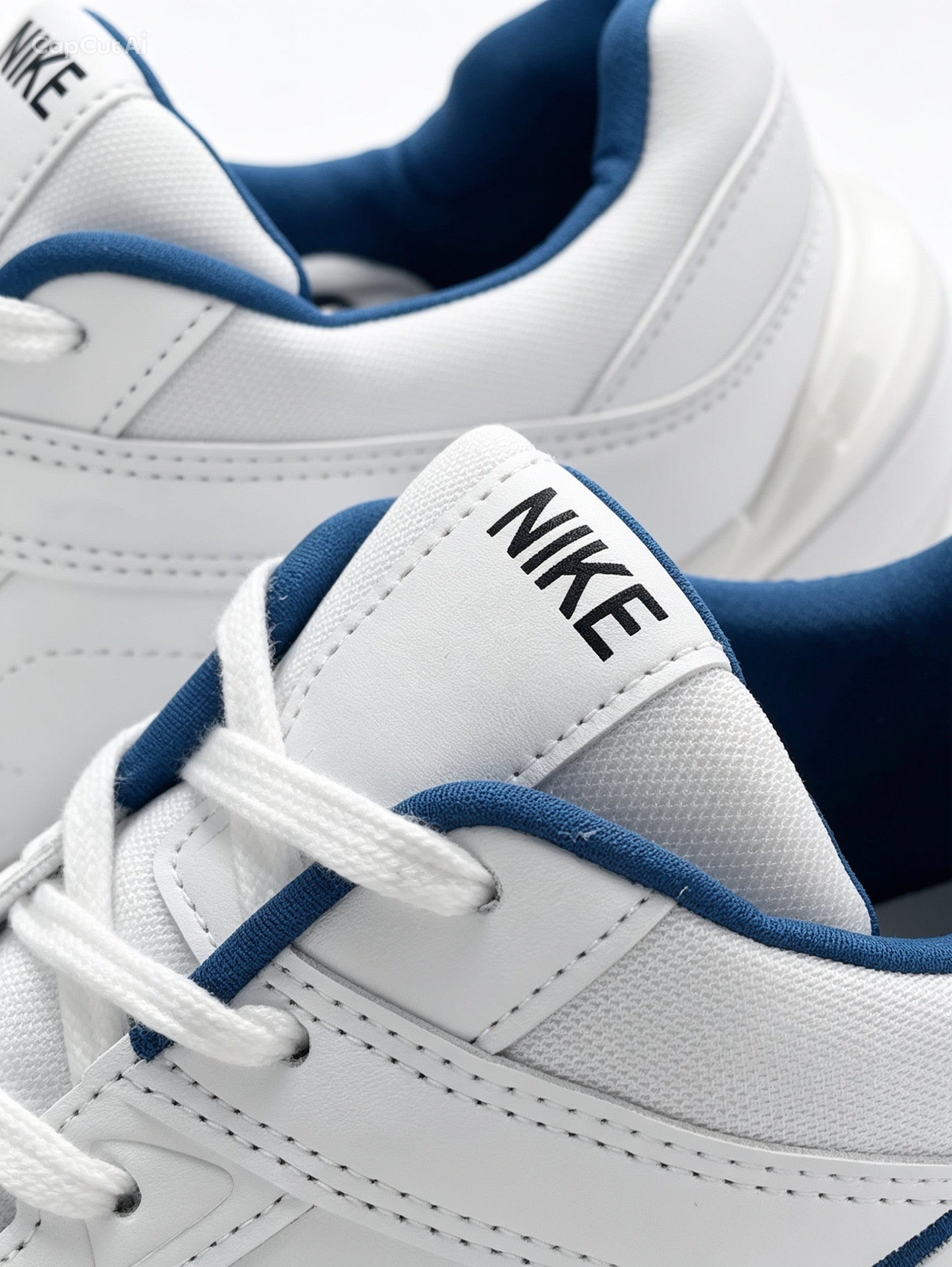 حذاء رياضي أبيض وأزرق نعل سميك مريح | Men's White & Blue Sneakers - Thick Comfortable Sole