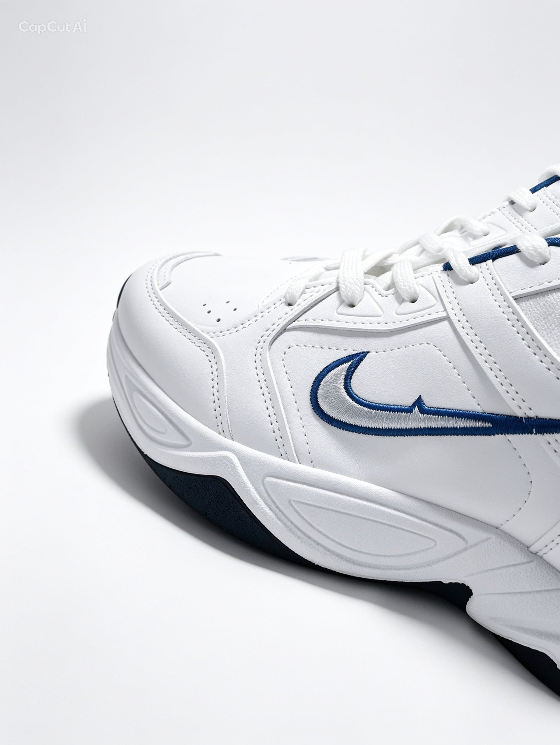 حذاء رياضي أبيض وأزرق نعل سميك مريح | Men's White & Blue Sneakers - Thick Comfortable Sole