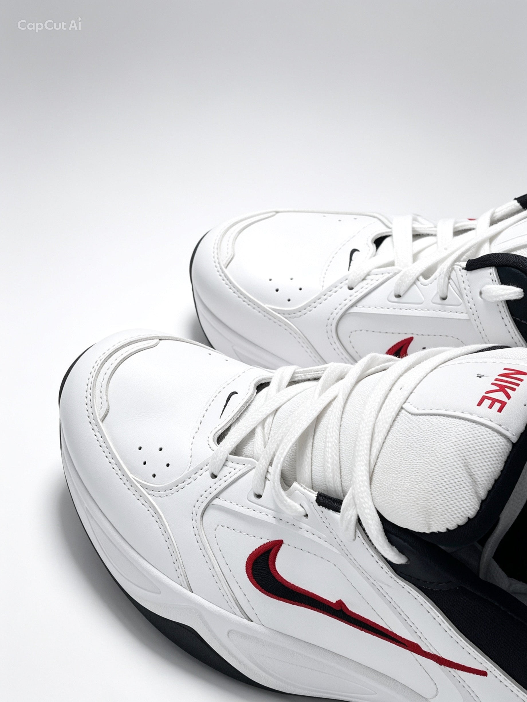 حذاء رياضي أبيض أسود أحمر ستايل كلاسيك | Men's White Black Red Sneakers - Classic Sporty Style