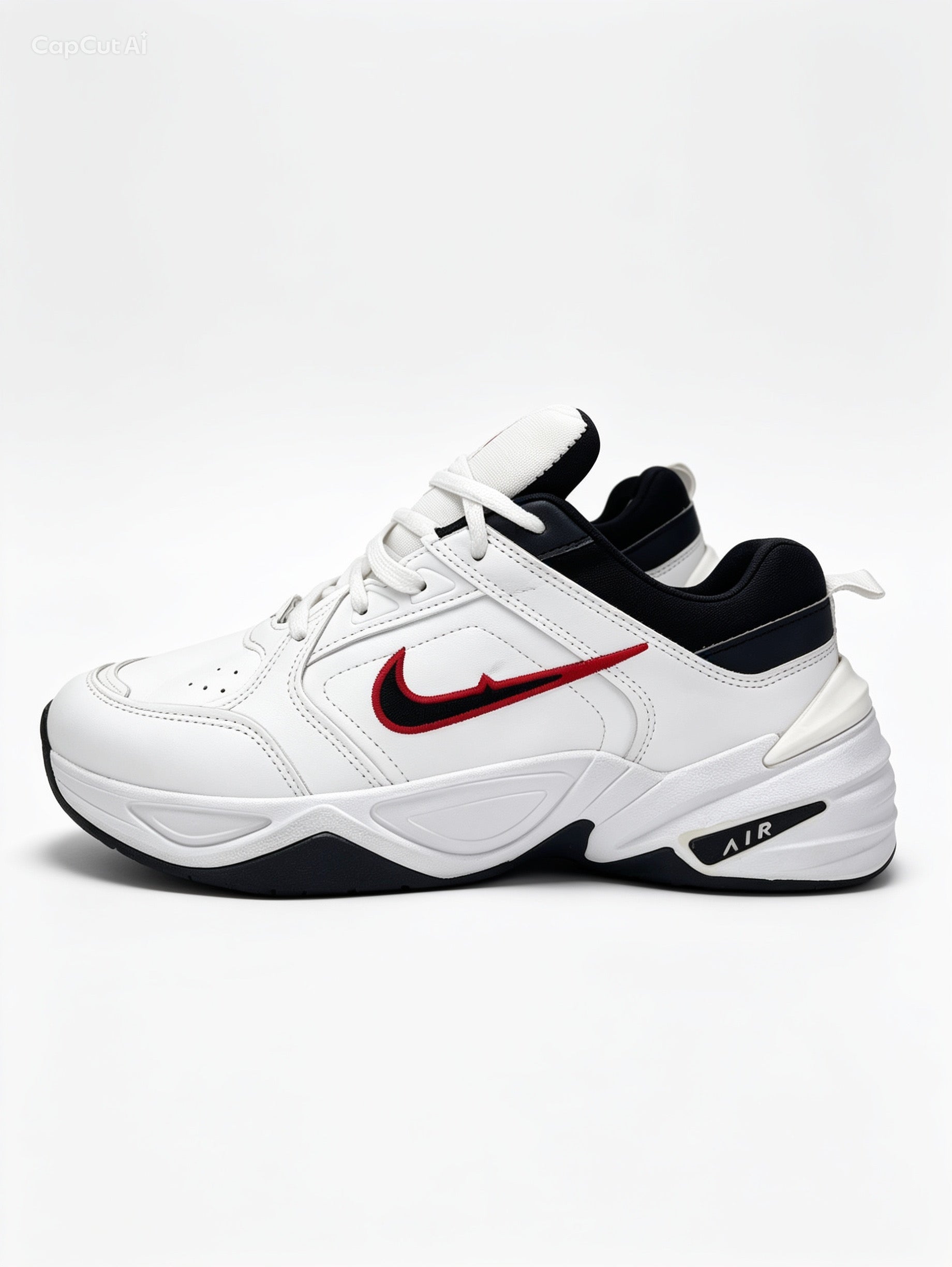 حذاء رياضي أبيض أسود أحمر ستايل كلاسيك | Men's White Black Red Sneakers - Classic Sporty Style