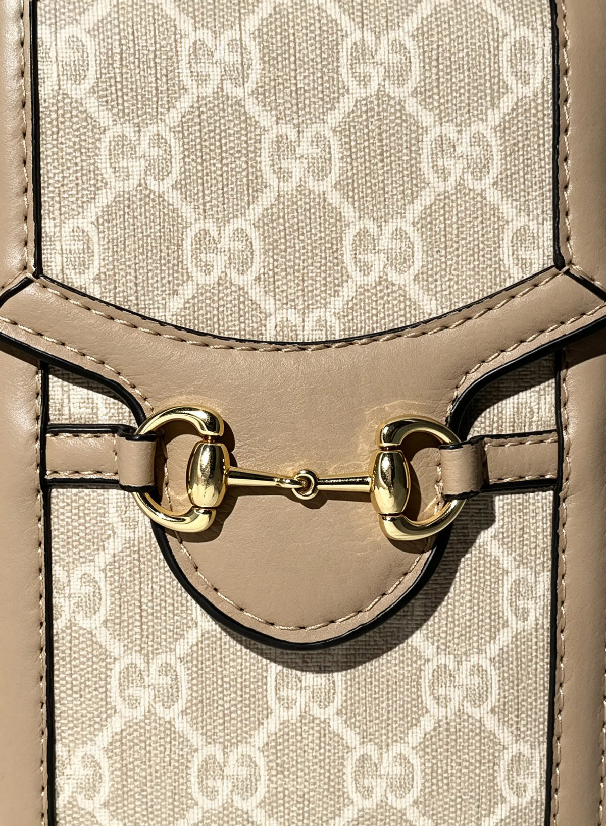Monogram Crossbody Phone Bag with Gold Buckle