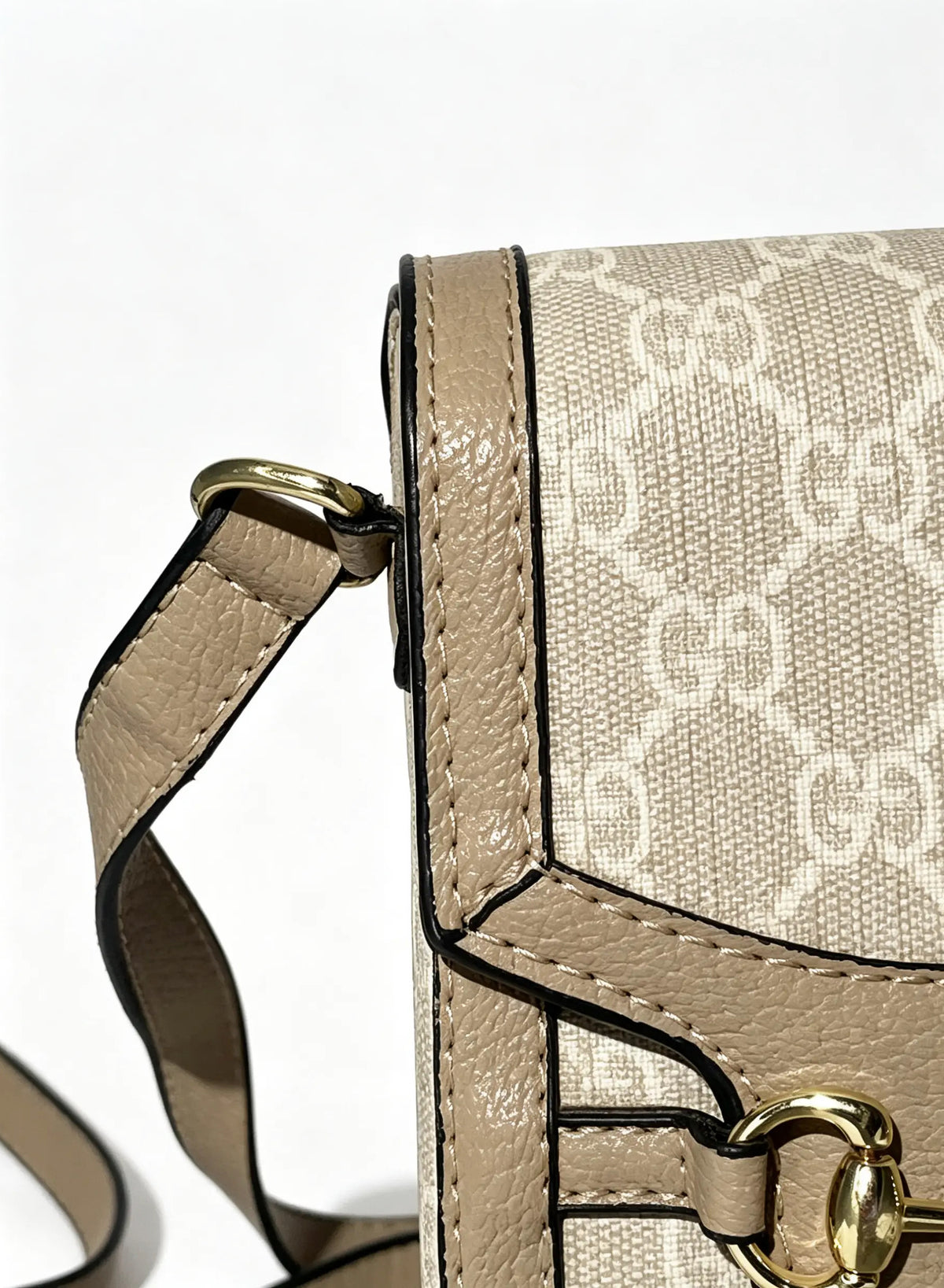 Monogram Crossbody Phone Bag with Gold Buckle