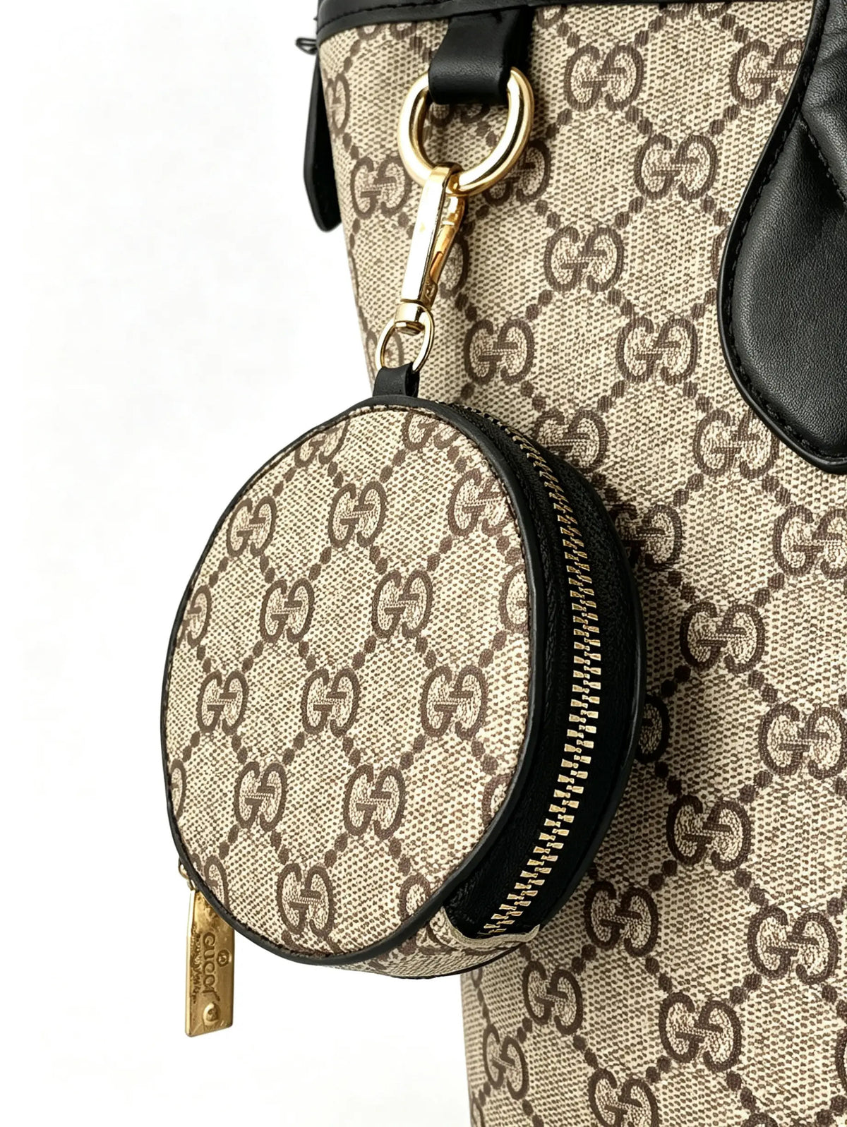 Double G Monogram handbag + circular mini wallet.