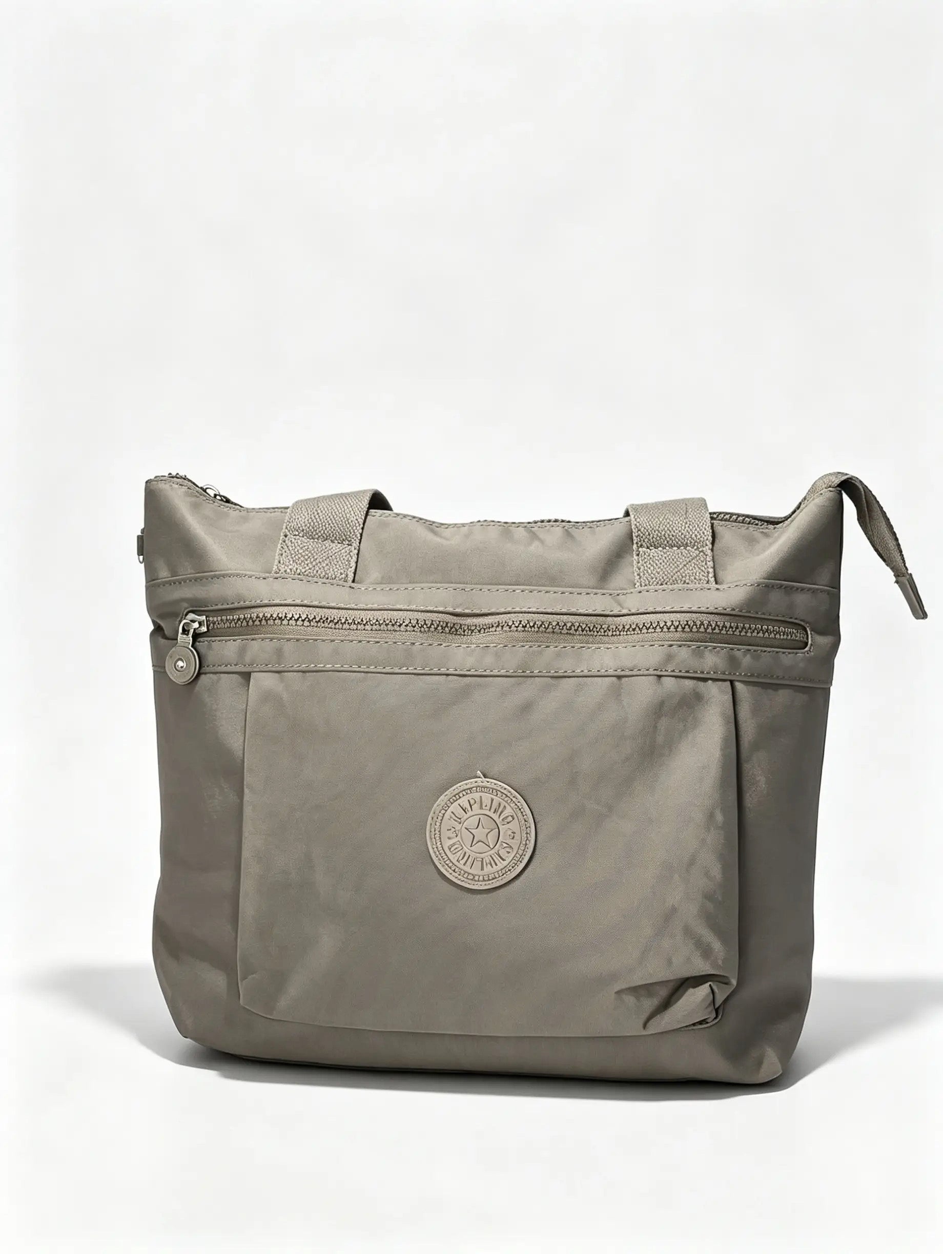 شنطة كتف حريمي كبيرة بيج بجيب أمامي ويدين طويلة | Large Beige Women's Tote Bag