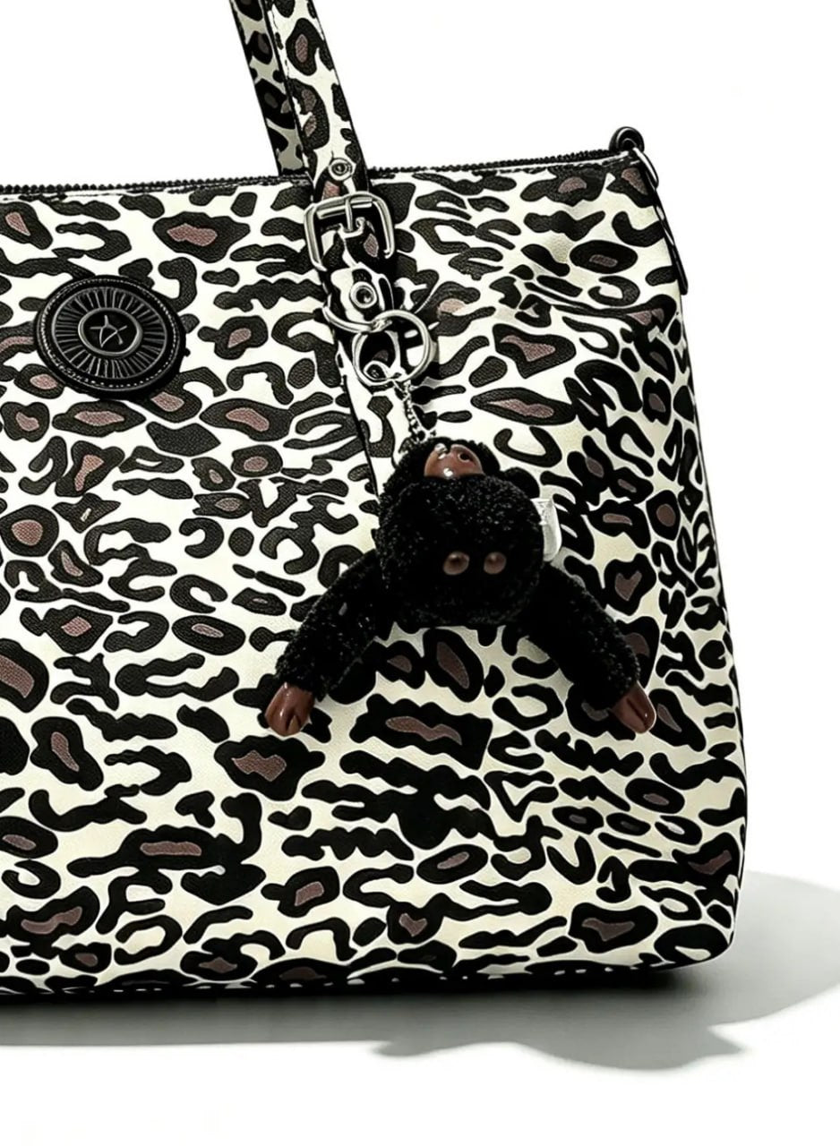 شنطة يد حريمي كبيرة طبعة أنيمال برنت فهد بيدين جلد | Large Women's Leopard Print Handbag with Leather Handles