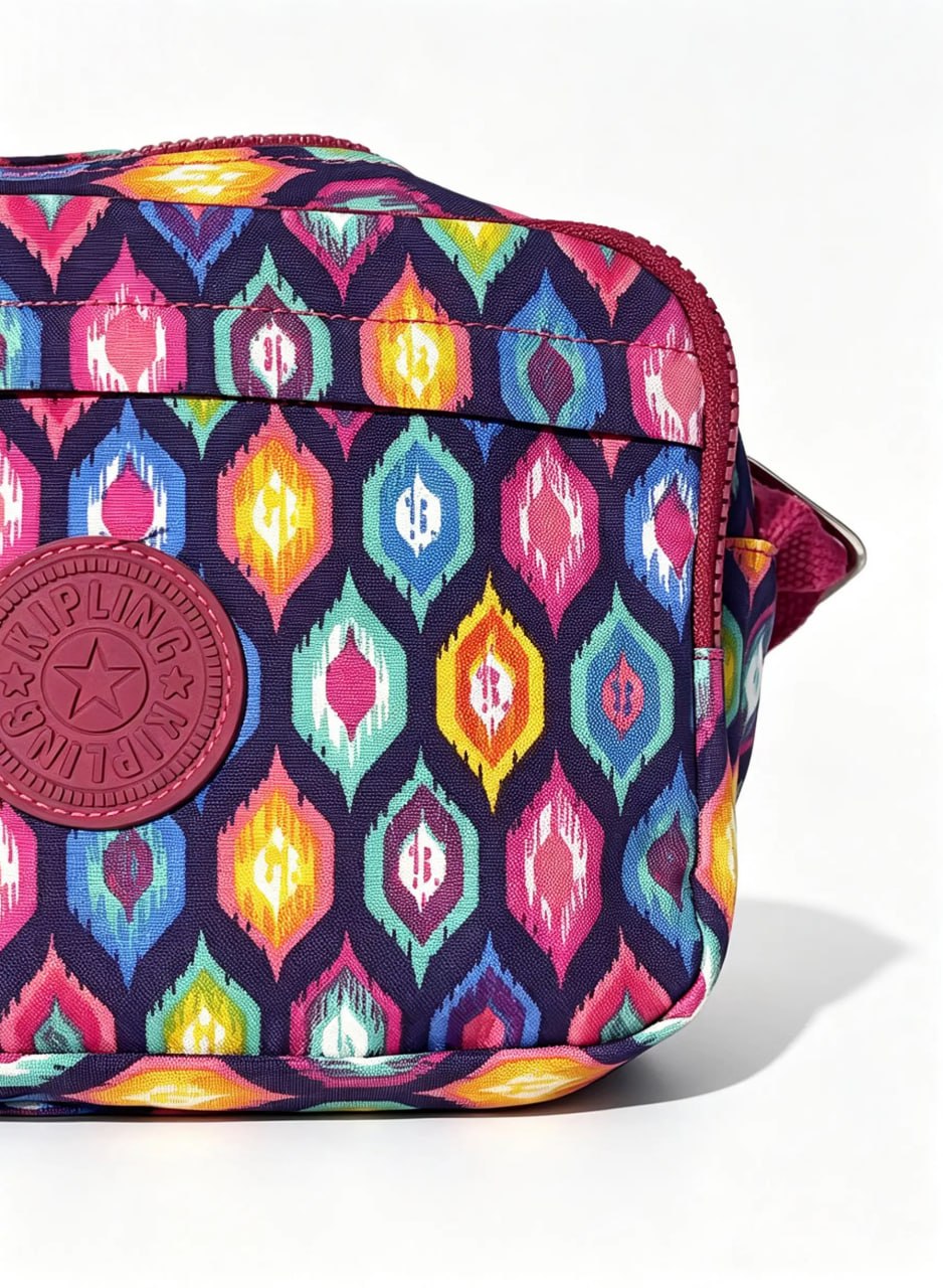 شنطة كروس حريمي متعددة الألوان بطبعة هندسية زاهية | Multicolor Women's Crossbody Bag with Vibrant Geometric Print
