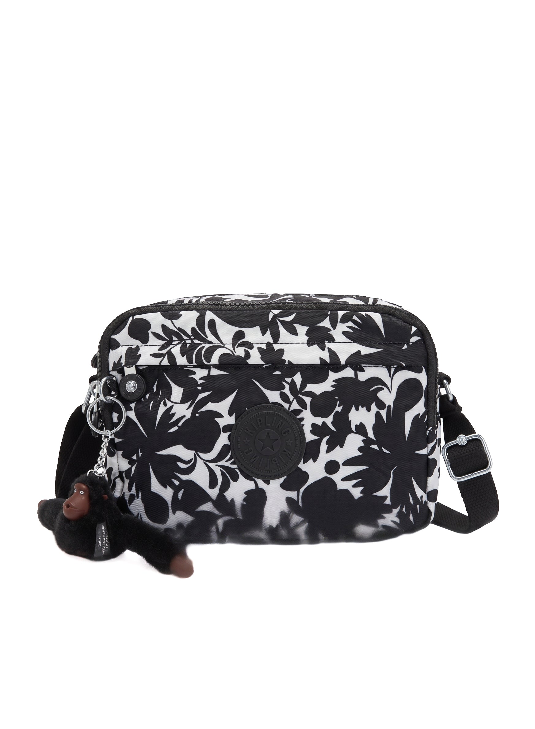شنطة كروس حريمي بطبعة زهور أبيض وأسود | Women's Black & White Floral Print Crossbody Bag