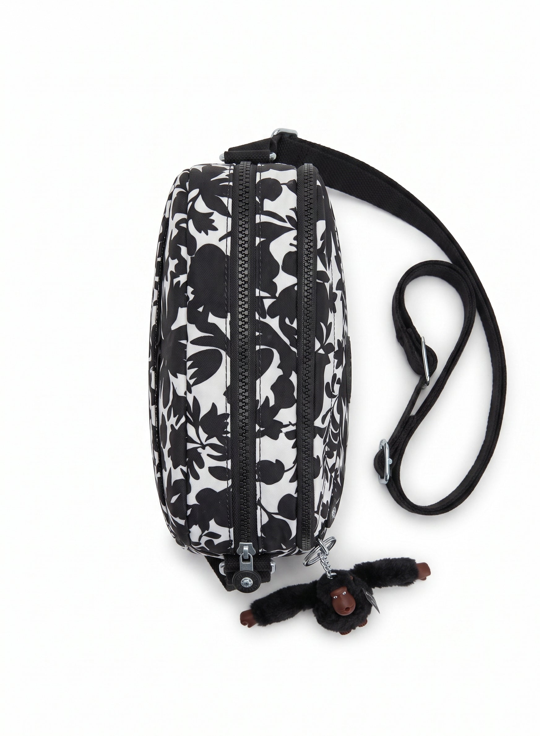 شنطة كروس حريمي بطبعة زهور أبيض وأسود | Women's Black & White Floral Print Crossbody Bag